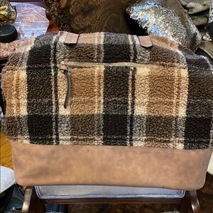 VERY LARGE Plaid Shearling Bag